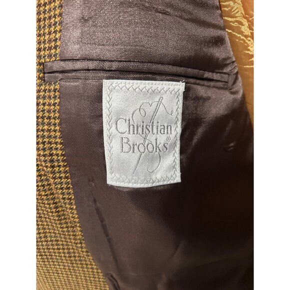 Christian Brooks 44R Men's Blazer Brown Houndstooth Sport Coat Made In The USA, - Picture 14 of 16